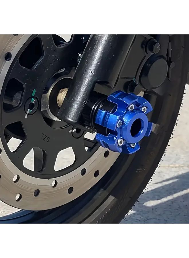 Blue CNC Aluminum Alloy Motorcycle Fork Sliders Anti Fall Protectors 2pcs Set - Image 5
